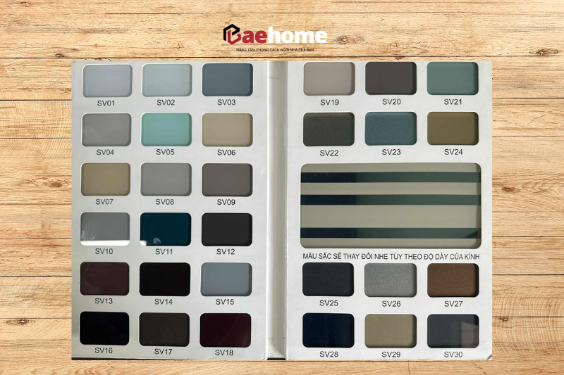 Bảng màu cánh kính tủ bếp