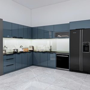 Mẫu Tủ Bếp chữ L - Chất Liệu Inox