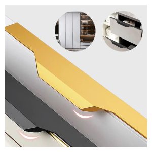 Tay nắm tủ dạng kẹp mép cao cấp – Hệ khung nhôm bo viền ROSE GOLD